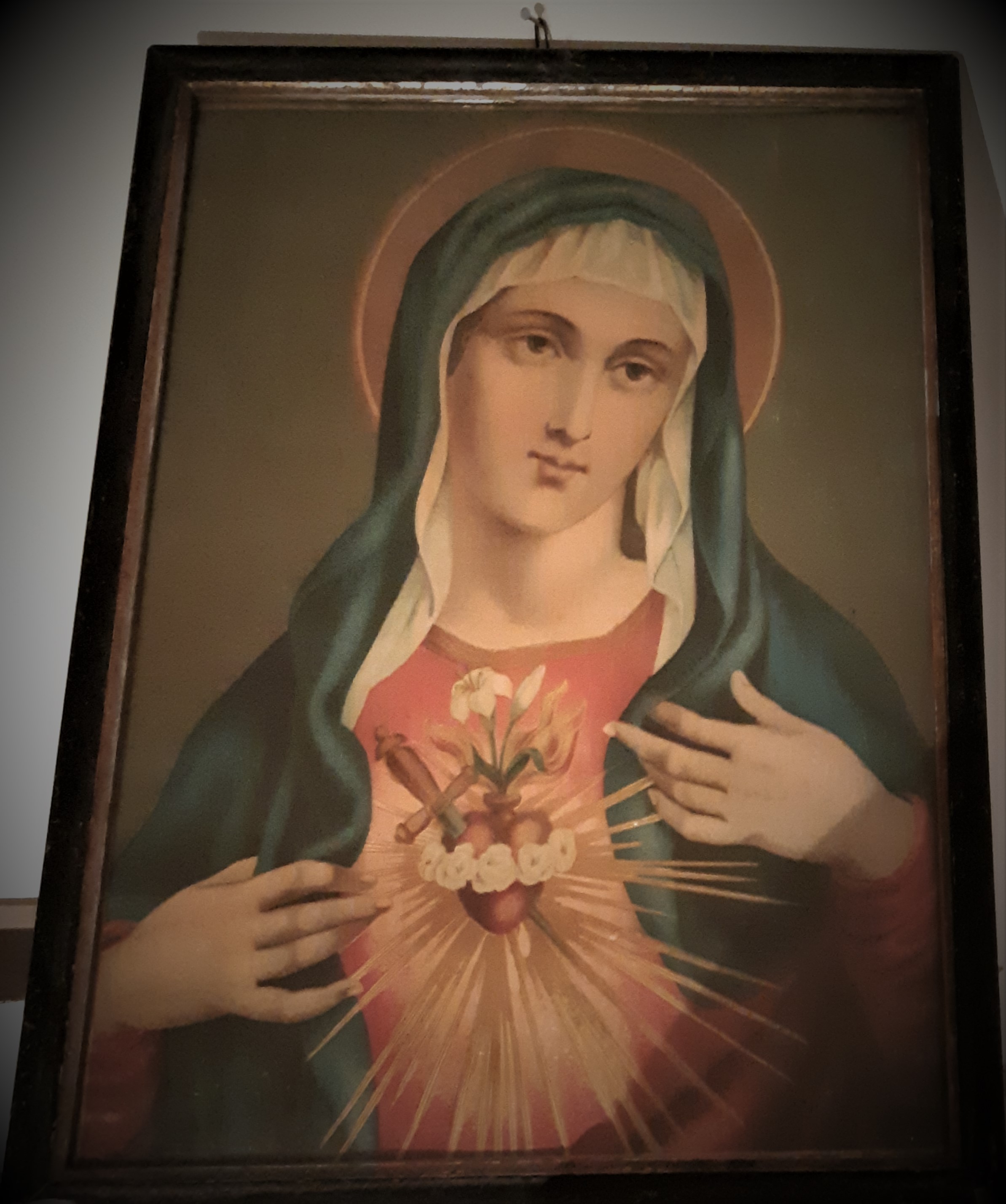 Kunstdruck, Gemäldepaar "Herz Jesu", frühes 20. Jh.